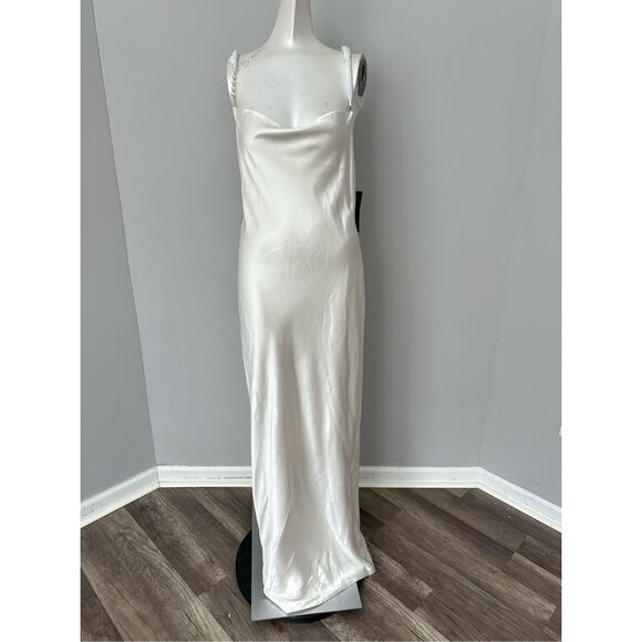 NWT Retrofete Cowl Neck Open Back Pearl Strap Electra Maxi Dress White Medium $5 - Picture 5 of 13